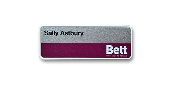 H1 robust white frame name badge by Fattorini 57 x 21mm