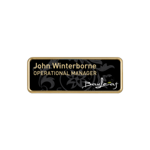 H12 robust gold plated frame name badge by Fattorini 57 x 21mm