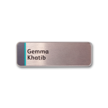 H1 robust grey frame name badge by Fattorini 57 x 21mm