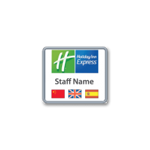 H63 robust chrome plated frame name badge by Fattorini 52 x 45mm
